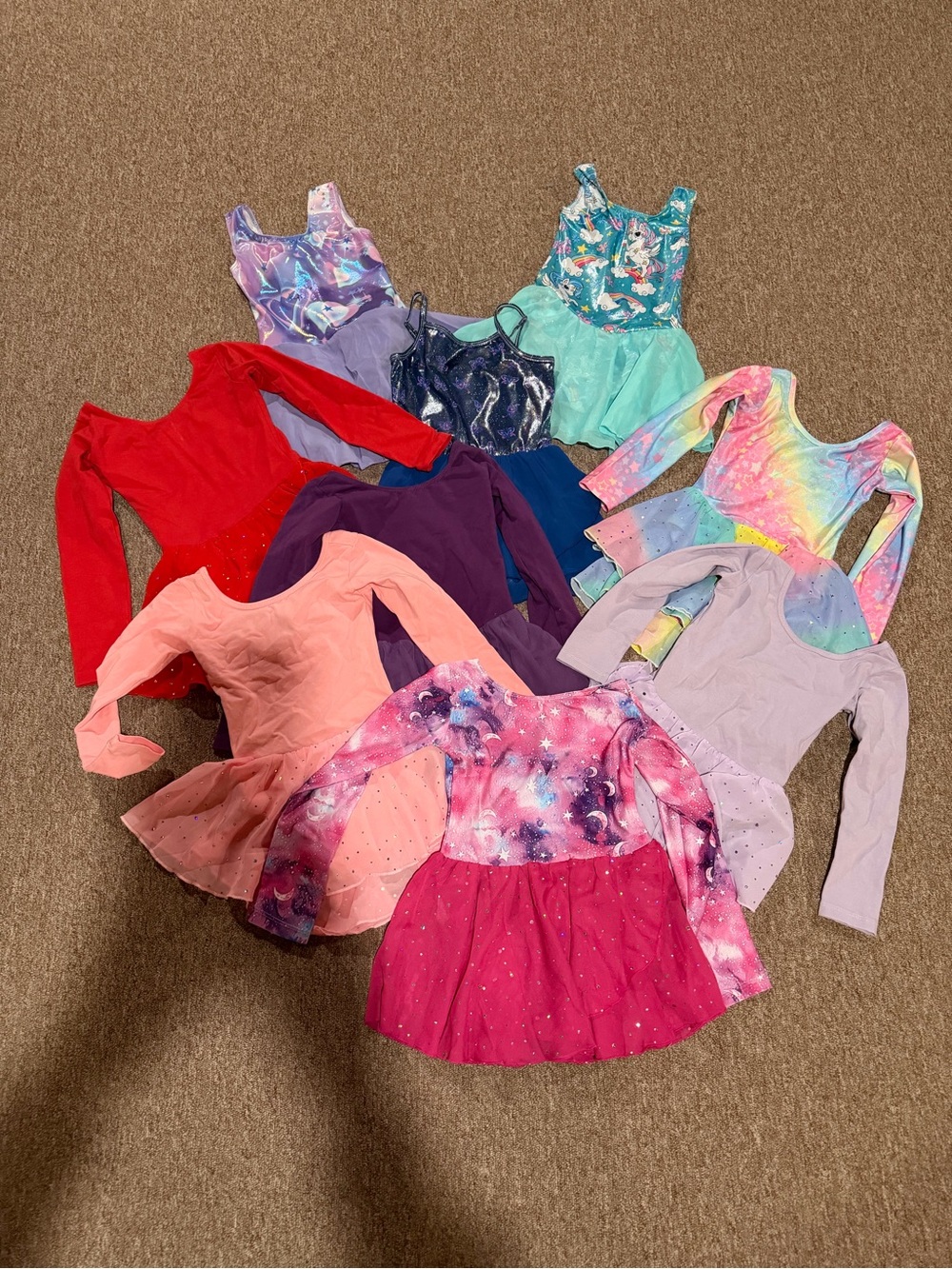 Lot of 9 girl dance leotard dresses